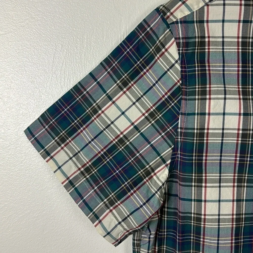 J. Crew Classic Button‎ Up Shirt Men's M Teal Purple Plaid Short Sleeve New